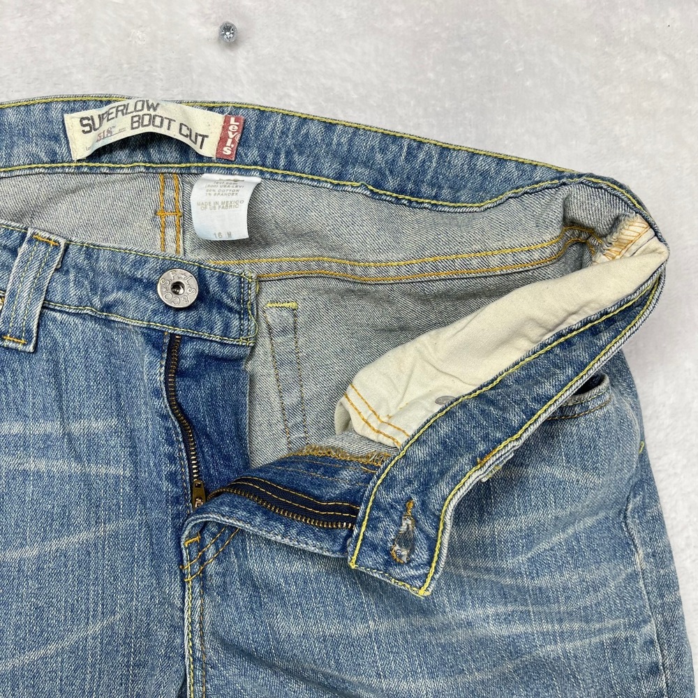 Levi's 518 Super Low Bootcut Jeans Women 16 Blue Denim Pockets Classic - 34X30.5 - Picture 10 of 15
